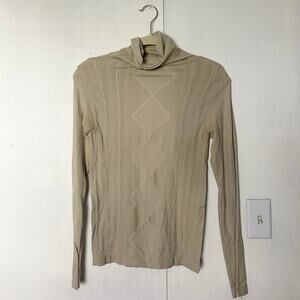 Cable Pattern Long Sleeve Turtleneck Top